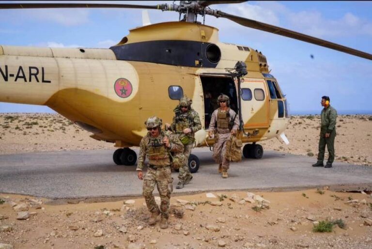 طائرة عسكرية تهبط في الصحراء