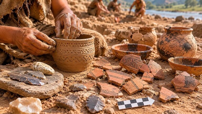 بقايا قطع خزفية قديمة مكتشفة بمنطقة ميدلت المغربية.