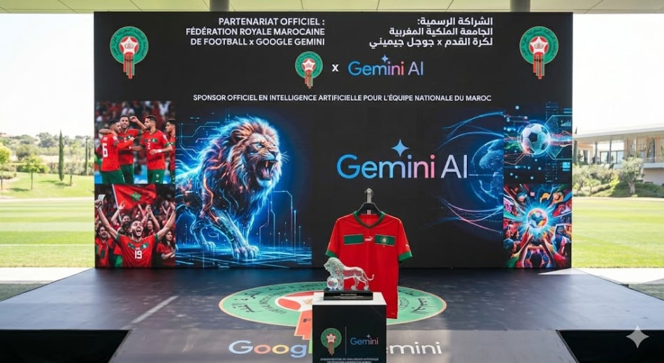 شعار جوجل جيميناي والجامعة الملكية المغربية لكرة القدم