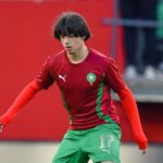 اللاعب إبراهيم الرباج بقميص المنتخب المغربي يحمل رقم 17