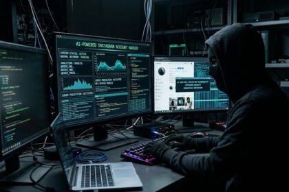 شخص ينظر إلى شاشات حاسوب