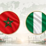 أعلام مصر ونيجيريا أمام مركز شحن بحري مزدحم