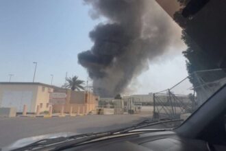 شارع تصطف على جانبيه الأشجار في مدينة إيرانية