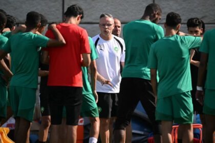 لاعبو المنتخب المغربي خلال حصة تدريبية استعدادًا للمونديال.