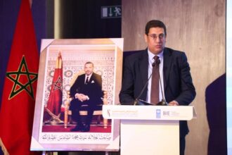 عثمان كاير يتحدث من منصة بورشة حول التقييم.