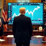 دونالد ترامب يصافح شركاء أعمال في اجتماع عمل.
