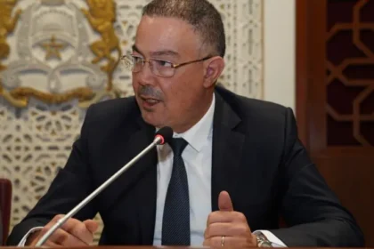 فوزي لقجع يتحدث أمام الميكروفون