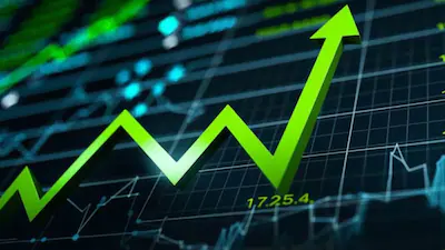 مؤشر أسهم باللون الأخضر يرتفع في بورصة الدار البيضاء.