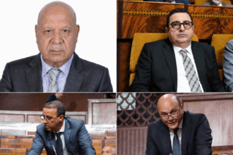 أربعة مرشحين للانتخابات البرلمانية يرتدون بدلات رسمية وربطات عنق.