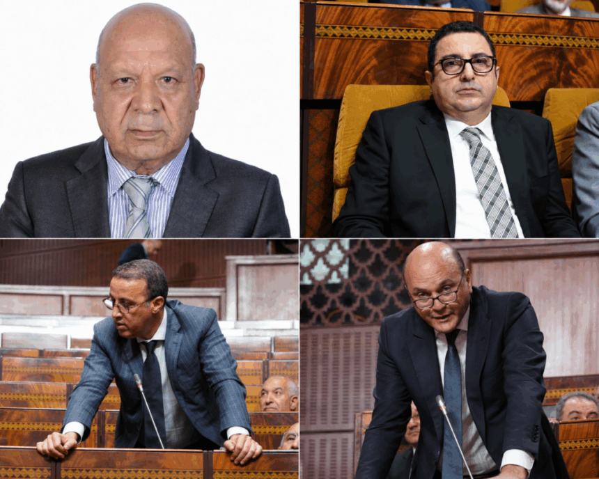 أربعة مرشحين للانتخابات البرلمانية يرتدون بدلات رسمية وربطات عنق.