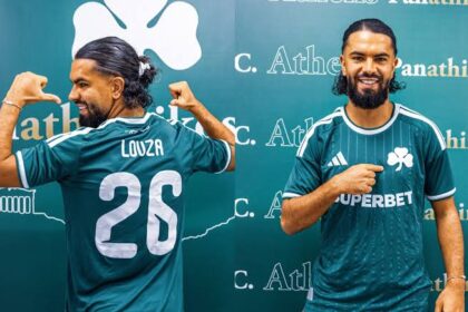 عمران لوزا بقميص فريق كرة قدم يحمل شعار Superbet