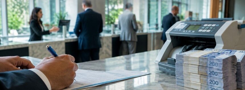 أوراق نقدية ومستندات على طاولة مكتب