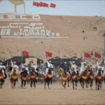 مجموعة من الفرسان على ظهور الخيل في عرض تراثي.